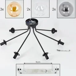 Plafonnier - Verre Gastor Ambre, Clair, Fumé, 7 lumières