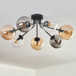 Plafonnier - Verre Gastor Ambre, Clair, Fumé, 7 lumières