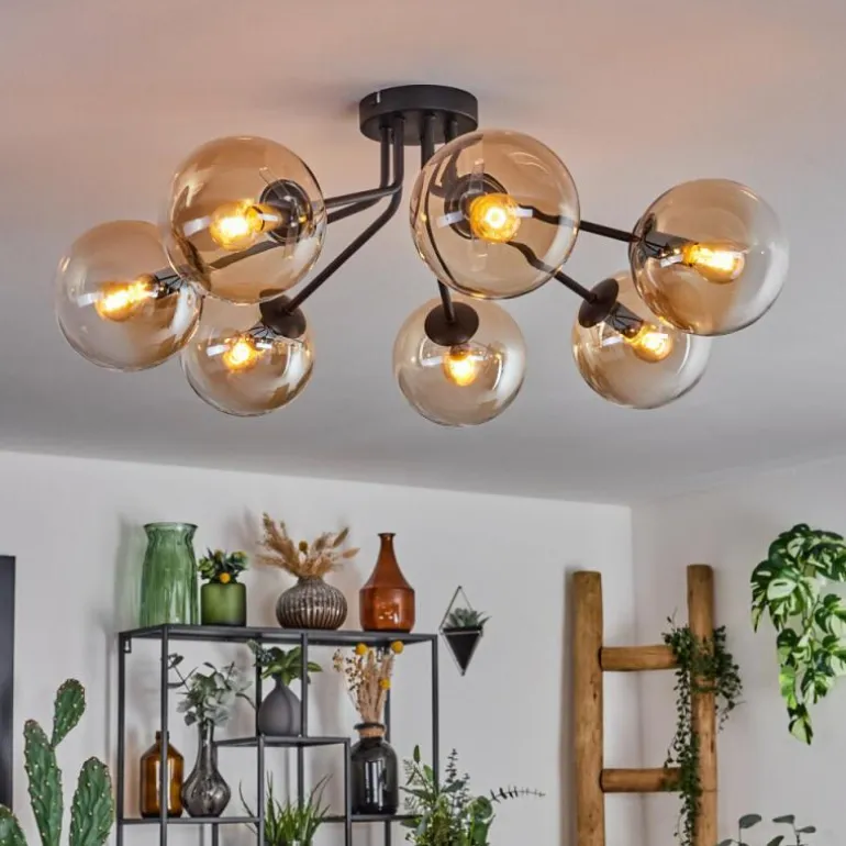 Plafonnier - Verre Gastor Ambre, Clair, 7 lumières