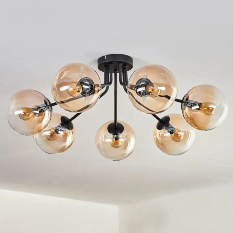 Plafonnier - Verre Gastor Ambre, Clair, 7 lumières