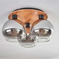 Plafonnier - Verre Koyoto Écru, Noir, 3 lumières