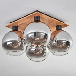 Plafonnier - Verre Koyoto Écru, Noir, 4 lumières