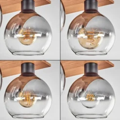 Plafonnier - Verre Koyoto Écru, Noir, 4 lumières