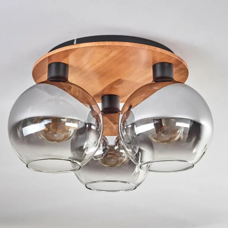 Plafonnier - Verre Koyoto Écru, Noir, 3 lumières