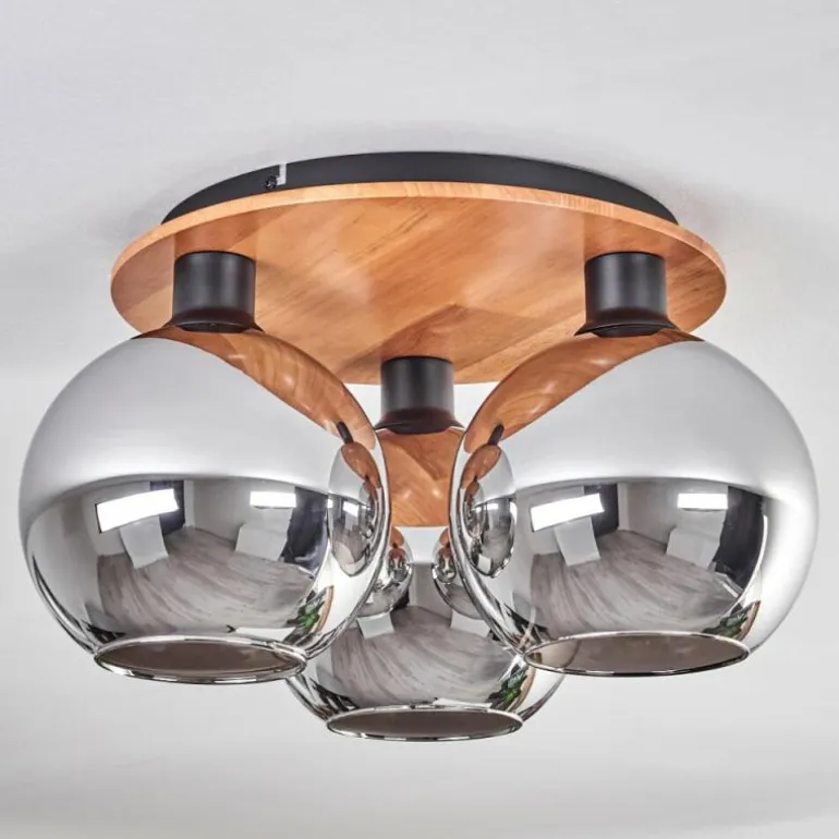 Plafonnier - Verre Koyoto Écru, Noir, 3 lumières