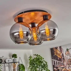 Plafonnier - Verre Koyoto Écru, Noir, 3 lumières