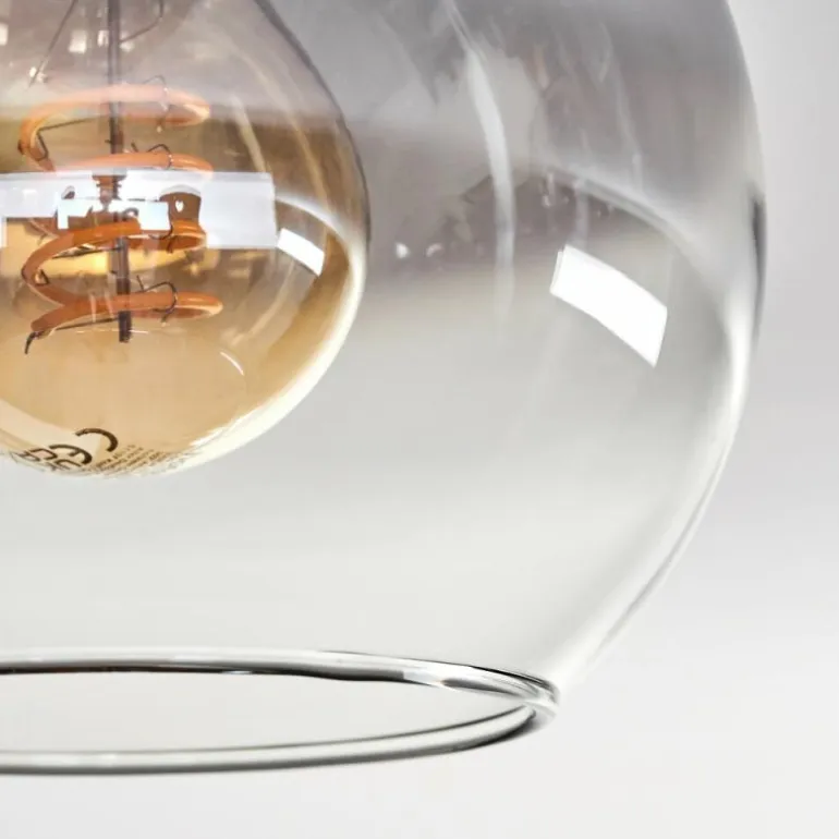Plafonnier - Verre Koyoto Écru, Noir, 5 lumières