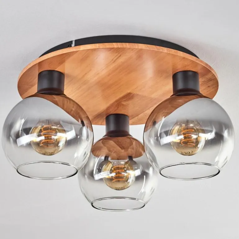 Plafonnier - Verre Koyoto Écru, Noir, 3 lumières