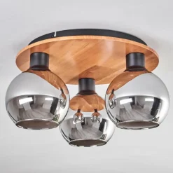 Plafonnier - Verre Koyoto Écru, Noir, 3 lumières