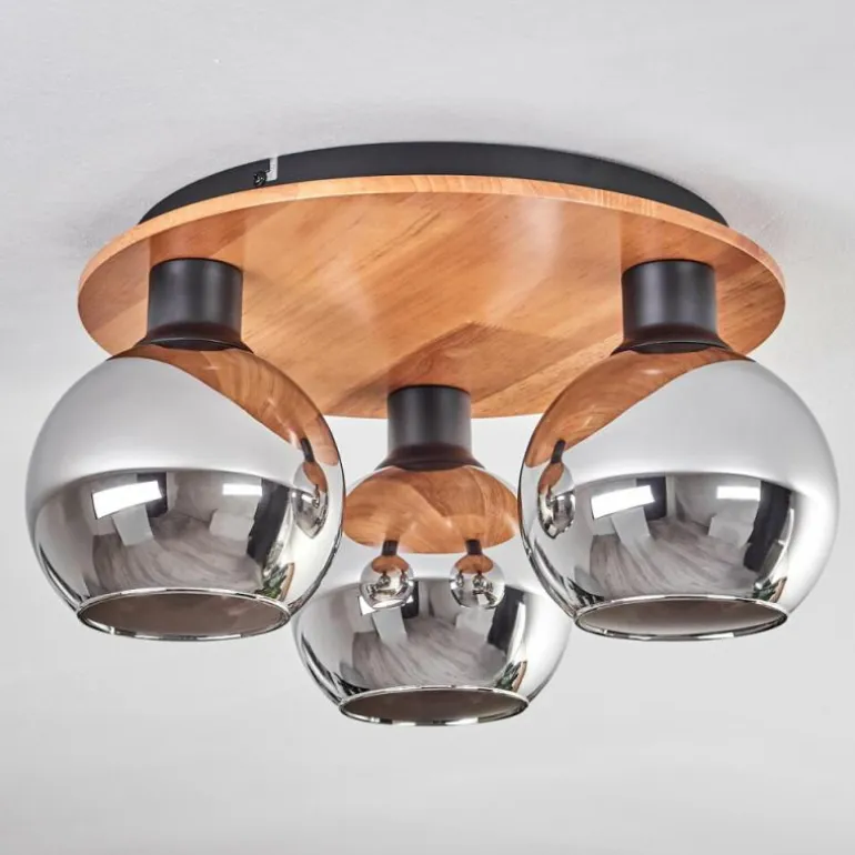 Plafonnier - Verre Koyoto Écru, Noir, 3 lumières