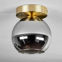 Plafonnier - Verre Koyoto Laiton, Noir, 1 lumière