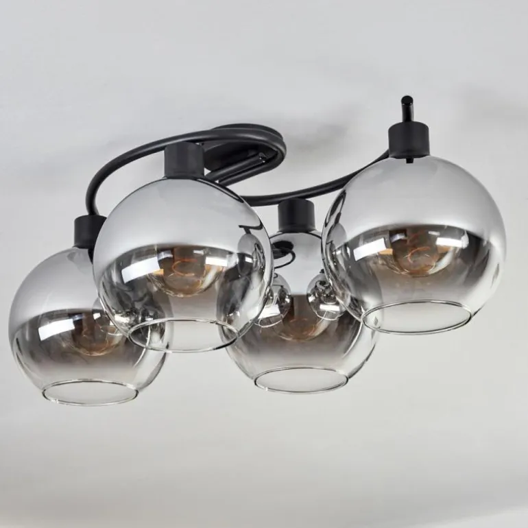 Plafonnier - Verre Koyoto Clair, Fumé, 4 lumières