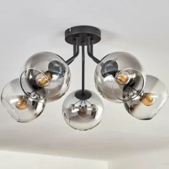 Plafonnier - Verre Koyoto Clair, Fumé, 5 lumières