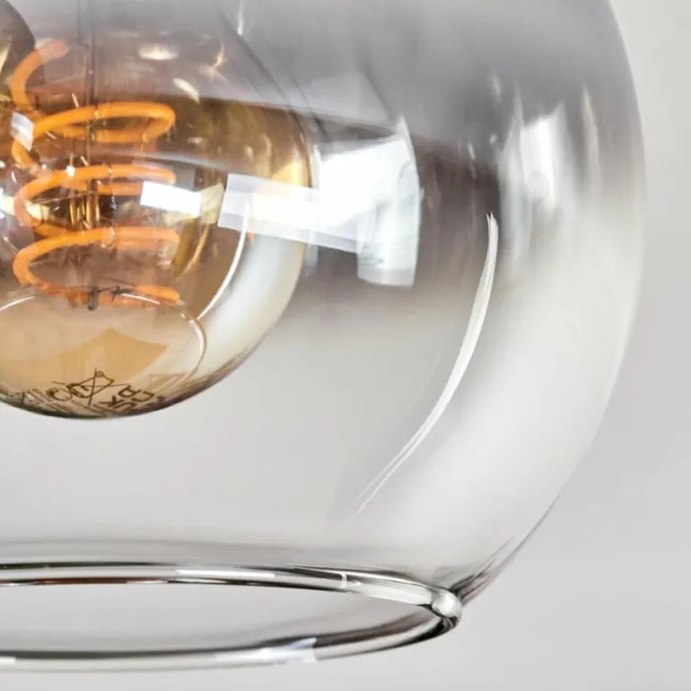 Plafonnier - Verre Koyoto Écru, Noir, 6 lumières