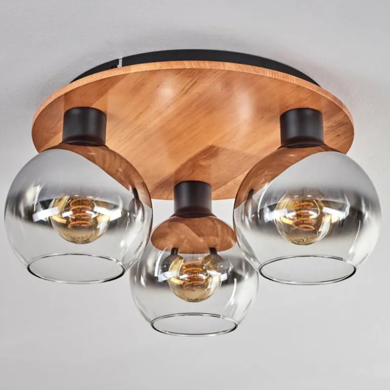 Plafonnier - Verre Koyoto Écru, Noir, 3 lumières