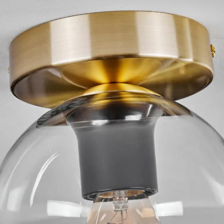Plafonnier - Verre Koyoto Laiton, Noir, 1 lumière