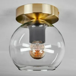 Plafonnier - Verre Koyoto Laiton, Noir, 1 lumière