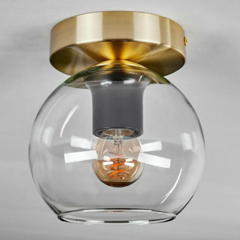 Plafonnier - Verre Koyoto Laiton, Noir, 1 lumière