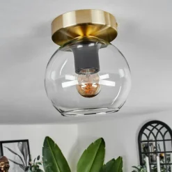 Plafonnier - Verre Koyoto Laiton, Noir, 1 lumière