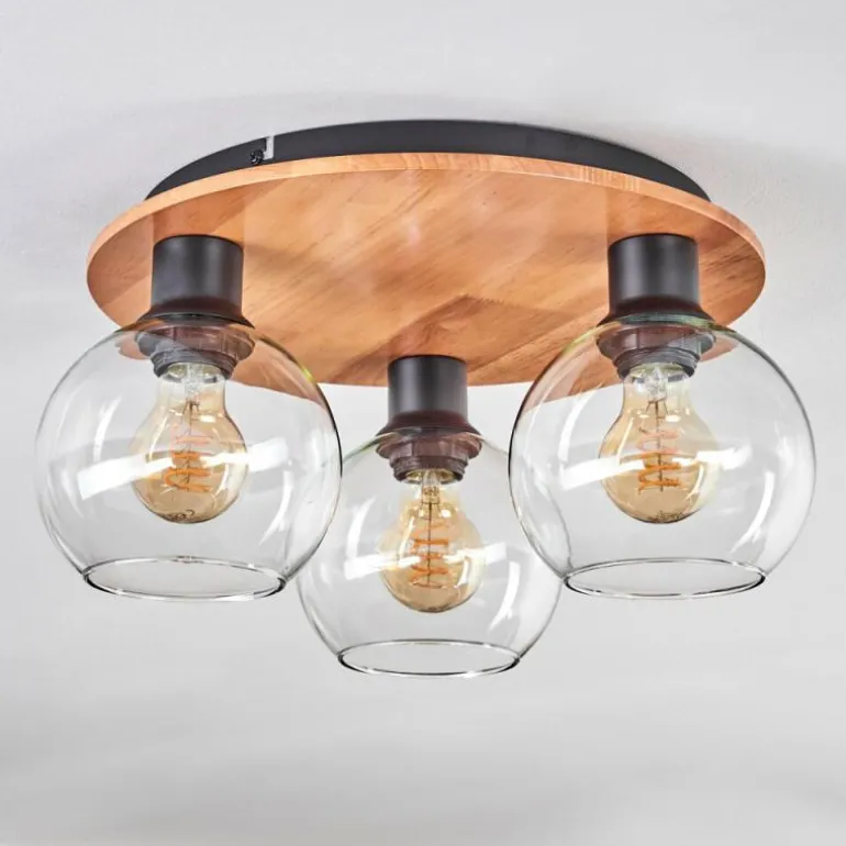 Plafonnier - Verre Koyoto Écru, Noir, 3 lumières
