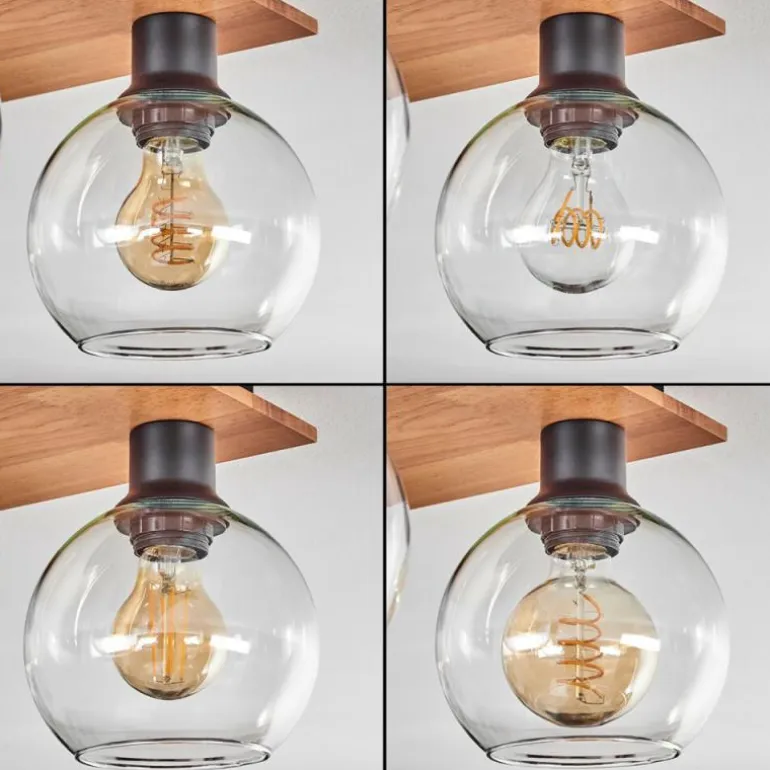 Plafonnier - Verre Koyoto Écru, Noir, 4 lumières