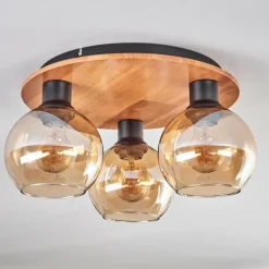 Plafonnier - Verre Koyoto Écru, Noir, 3 lumières
