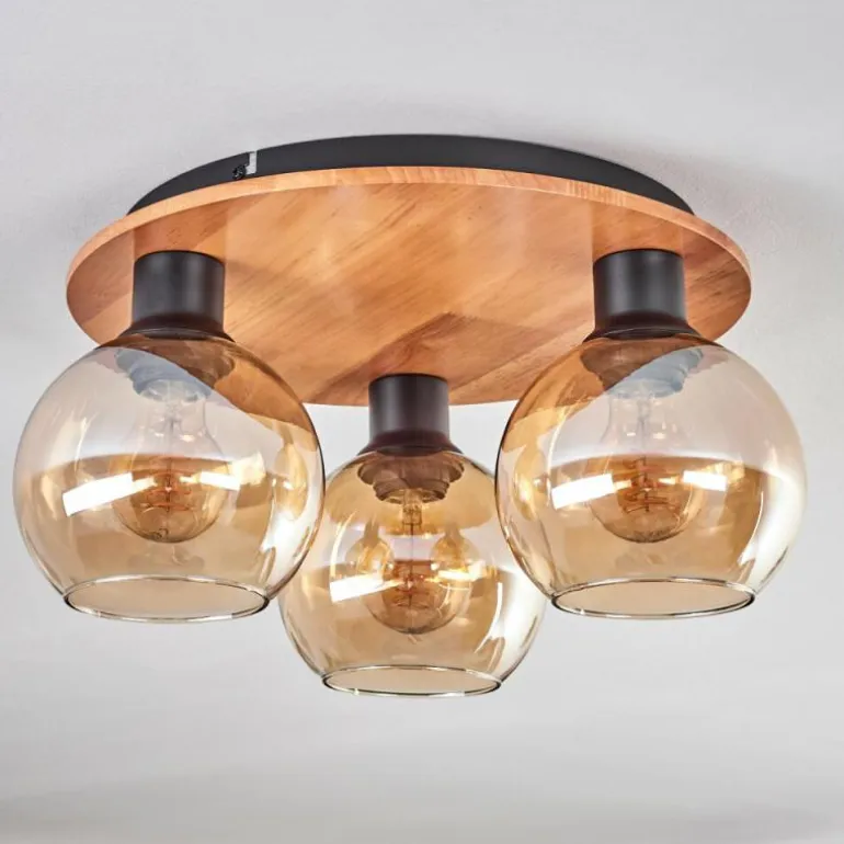 Plafonnier - Verre Koyoto Écru, Noir, 3 lumières
