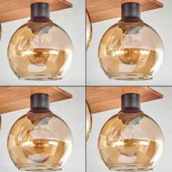 Plafonnier - Verre Koyoto Écru, Noir, 4 lumières