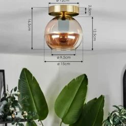 Plafonnier - Verre Koyoto Laiton, 1 lumière