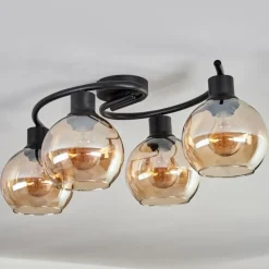 Plafonnier - Verre Koyoto Ambre, 4 lumières