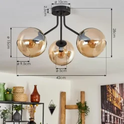 Plafonnier - Verre Koyoto Ambre, 3 lumières