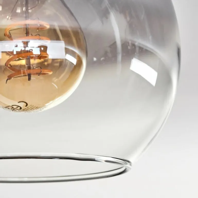 Plafonnier - Verre Koyoto Écru, Noir, 6 lumières
