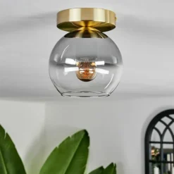 Plafonnier - Verre Koyoto Laiton, 1 lumière