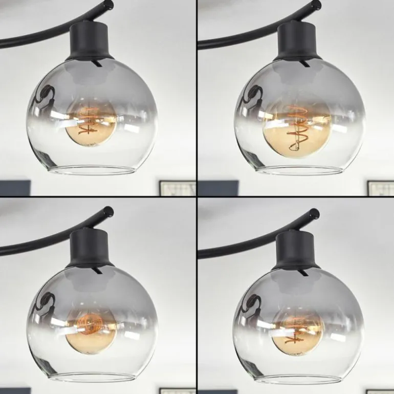 Plafonnier - Verre Koyoto Clair, Fumé, 4 lumières