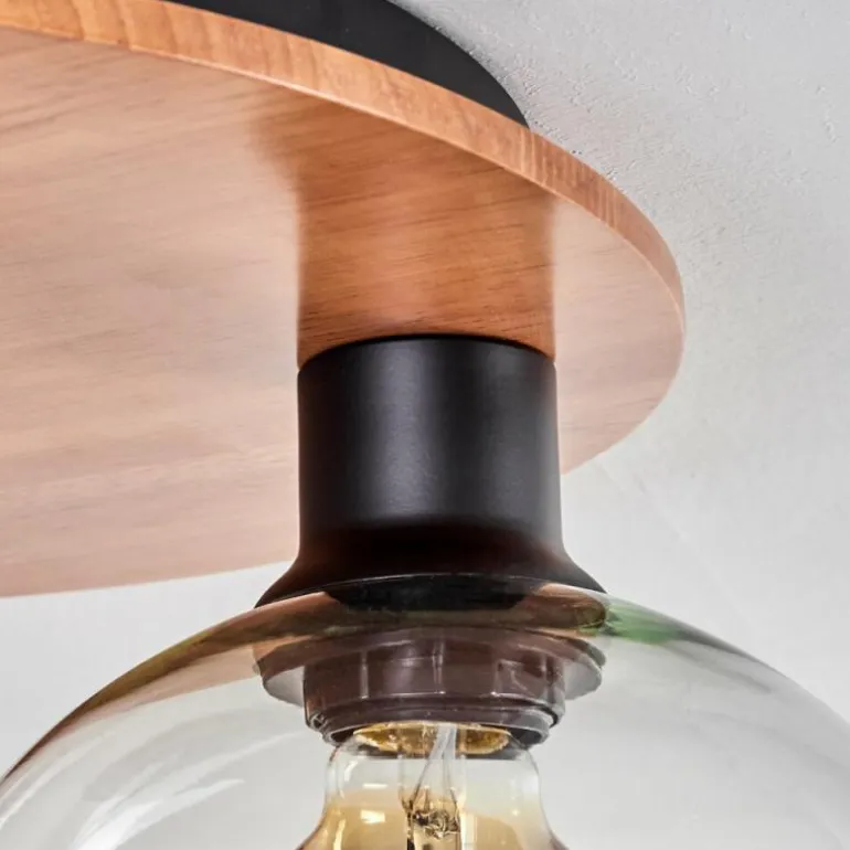 Plafonnier - Verre Koyoto Écru, Noir, 3 lumières