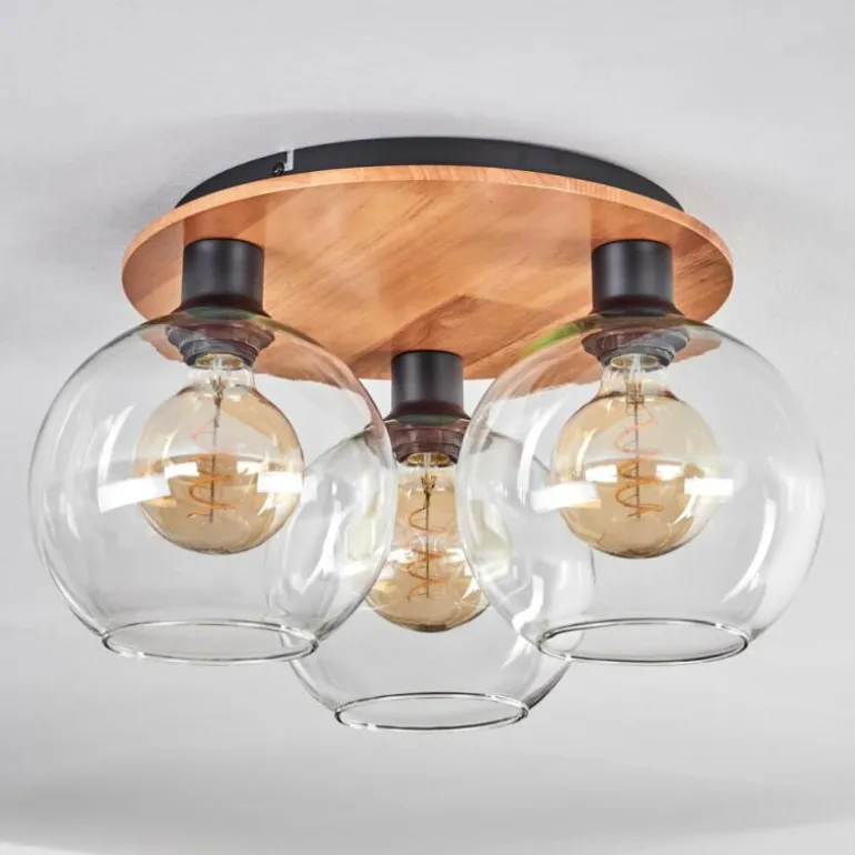Plafonnier - Verre Koyoto Écru, Noir, 3 lumières