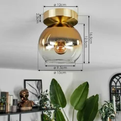 Plafonnier - Verre Koyoto Laiton, 1 lumière