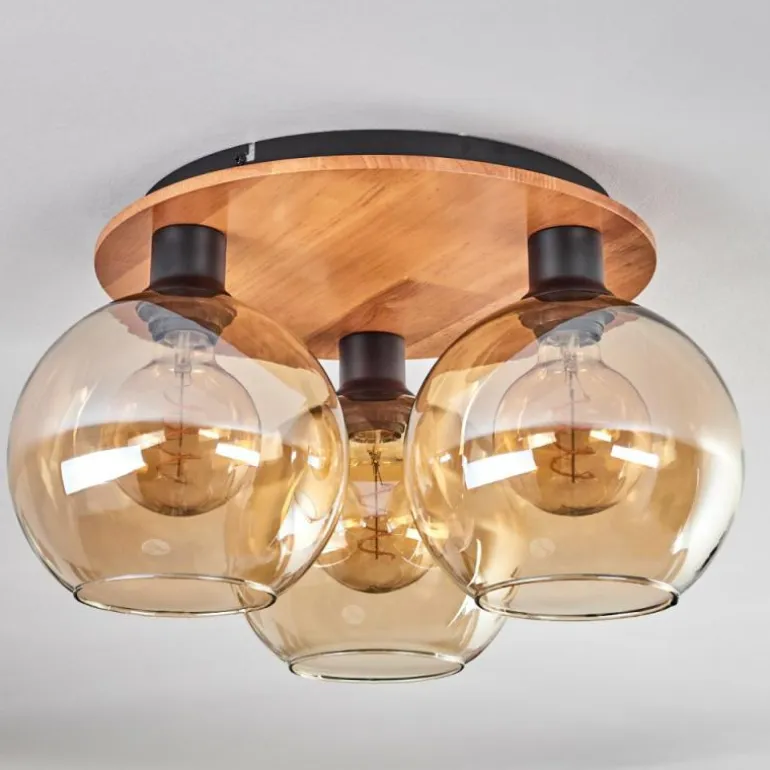 Plafonnier - Verre Koyoto Écru, Noir, 3 lumières