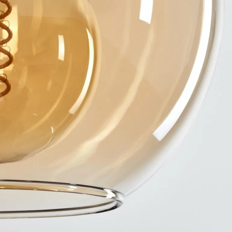Plafonnier - Verre Koyoto Écru, Noir, 5 lumières