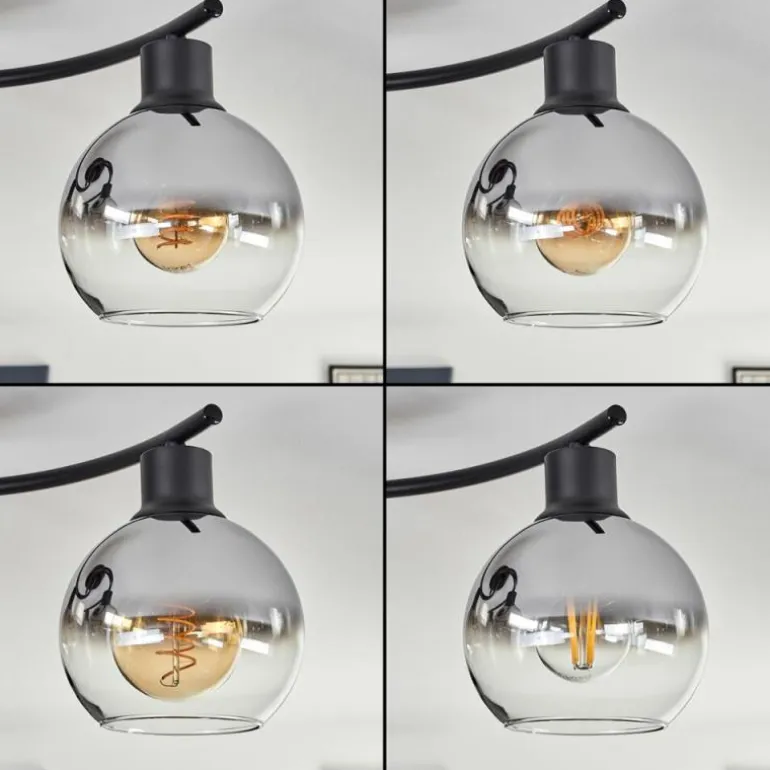 Plafonnier - Verre Koyoto Chrome, Clair, Fumé, 4 lumières