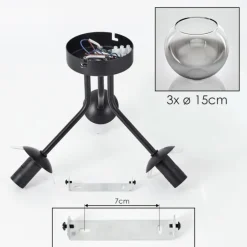 Plafonnier - Verre Koyoto Chrome, Clair, Fumé, 3 lumières