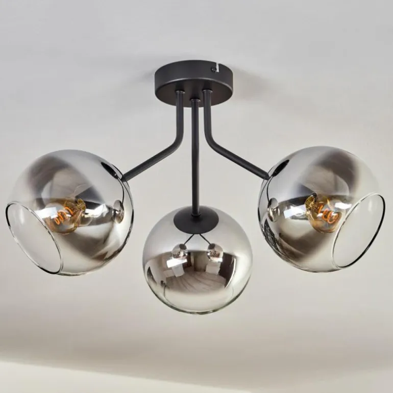 Plafonnier - Verre Koyoto Chrome, Clair, Fumé, 3 lumières