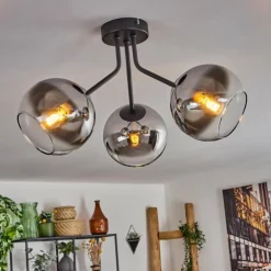 Plafonnier - Verre Koyoto Chrome, Clair, Fumé, 3 lumières