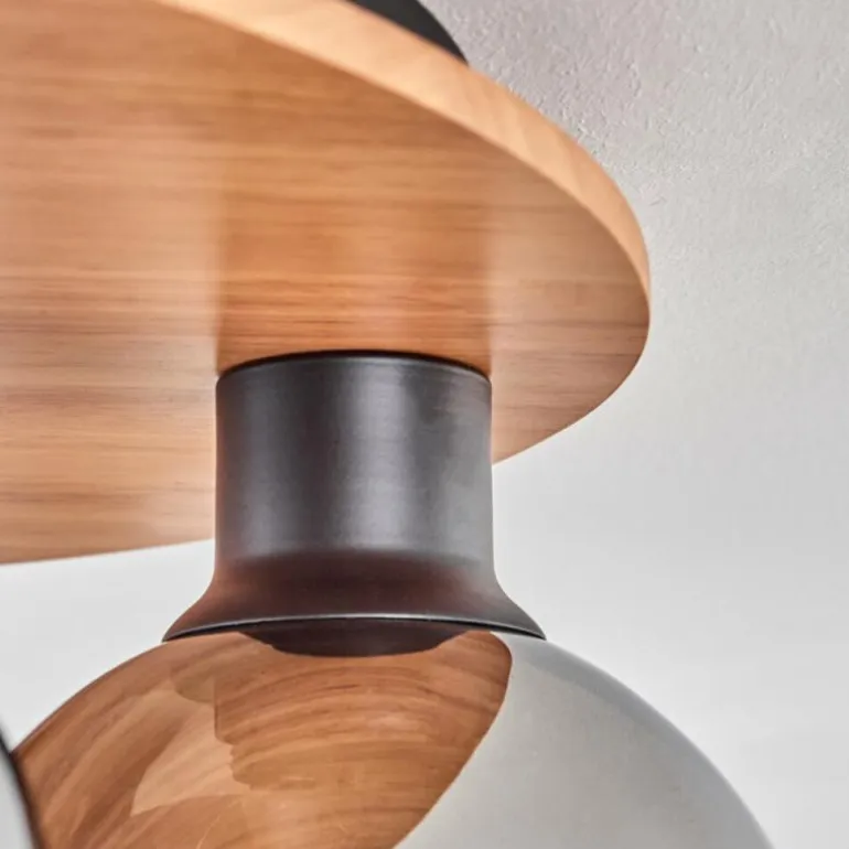 Plafonnier - Verre Koyoto Écru, Noir, 5 lumières