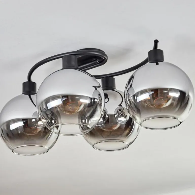 Plafonnier - Verre Koyoto Chrome, Clair, Fumé, 4 lumières