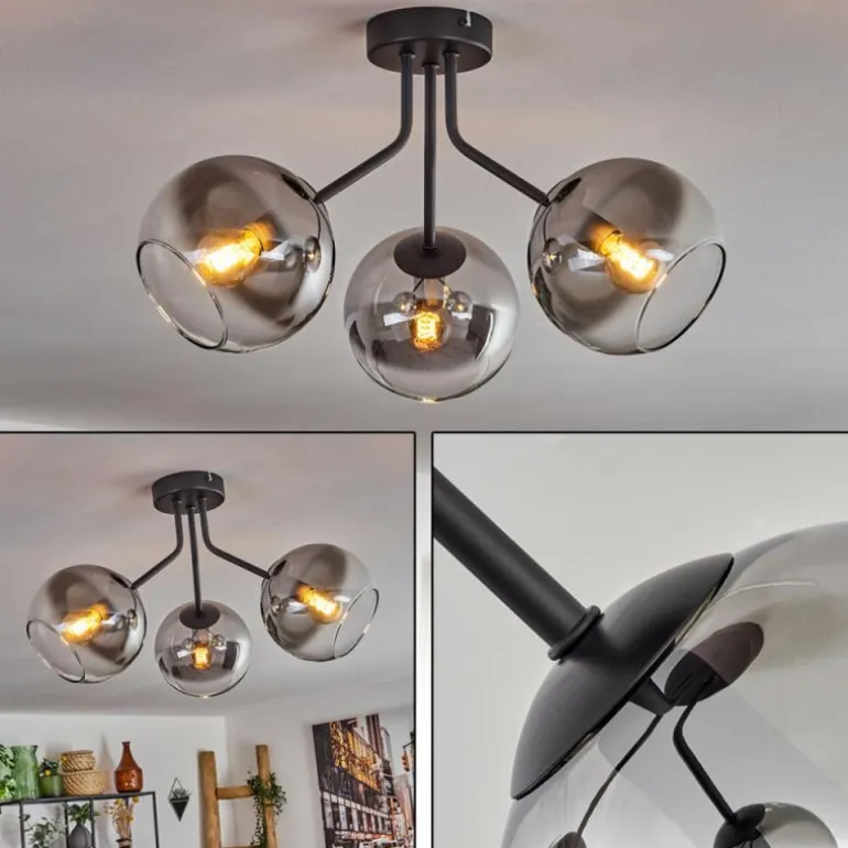 Plafonnier - Verre Koyoto Noir, 3 lumières
