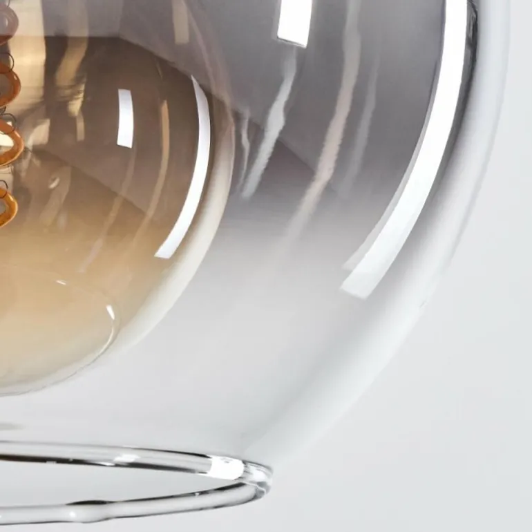 Plafonnier - Verre Koyoto Écru, Noir, 6 lumières