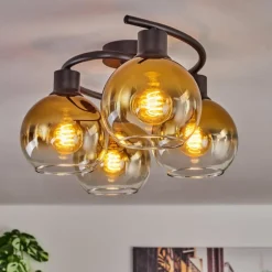 Plafonnier - Verre Koyoto Or, Clair, 4 lumières