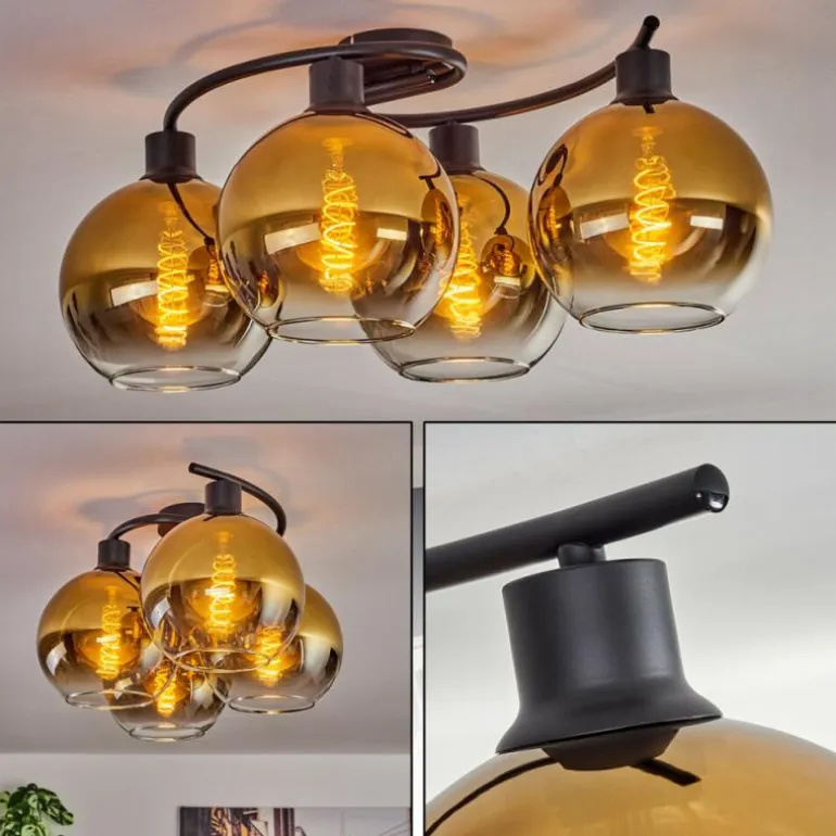 Plafonnier - Verre Koyoto Or, Clair, 4 lumières