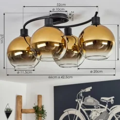 Plafonnier - Verre Koyoto Or, Clair, 4 lumières